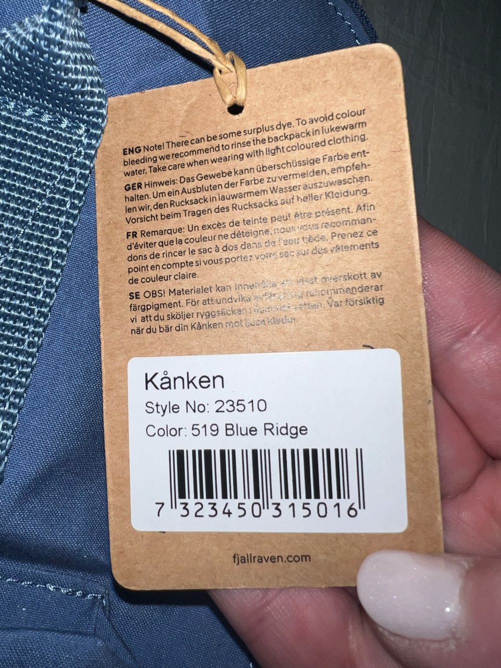 Fjallraven Kånken Original Backpack - Blue Ridge - Picture 2 of 10